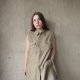 Szmizjerka tunika lniana z kołnierzykiem bez rękawów Hennes Vintage khaki 42