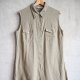 Szmizjerka tunika lniana z kołnierzykiem bez rękawów Hennes Vintage khaki 42