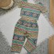 Komplet na lato zestaw boho hippie kolorowy wygodny letni set bluzka top spodnie rybaczki 36/38