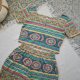 Komplet na lato zestaw boho hippie kolorowy wygodny letni set bluzka top spodnie rybaczki 36/38