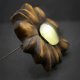 Broszka - lipa i żółty uleksyt – biżuteria z duszą ziemi, pirografia, handmade, prezent Unique Jewelry Design; Luxury Wooden Jewellery
