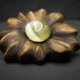 Broszka - lipa i żółty uleksyt – biżuteria z duszą ziemi, pirografia, handmade, prezent Unique Jewelry Design; Luxury Wooden Jewellery