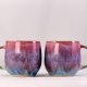 Purpurowy kubek ceramiczny z uchem, rękodzieło, kamionka, sygnatura