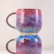 Purpurowy kubek ceramiczny z uchem, rękodzieło, kamionka, sygnatura