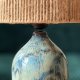 Ceramiczna lampa z abażurem z juty, jasnoniebieska, handmade