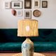 Ceramiczna lampa z abażurem z juty, jasnoniebieska, handmade