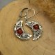 Kolczyki księżyce, półksiężyce, czerwony karneol, wire wrapping