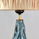 Organiczna lampa ceramiczna z abażurem z rafii, morska, handmade