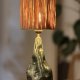 Organiczna lampa ceramiczna z abażurem z rafii, morska, handmade