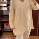 Isaac Mizrahi Live Kremowa Bluzka V-Neck Plus Size 8XL / 56 / 28