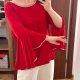 Czerwona Bluzka z Dzwonkami i Cyrkoniami Plus Size 4XL / 48 / 20