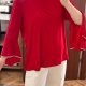 Czerwona Bluzka z Dzwonkami i Cyrkoniami Plus Size 4XL / 48 / 20