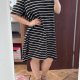 Sky Czarna Sukienka w Paski Plus Size midi dluga 4XL / 48 / 20