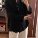 Czarna Bluzka Tunika z Kieszonką Plus Size 3-4 XL
