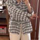 Koszula w kratę oversize | biała szara | postrzępione wykończenie 4XL / 48 / 20