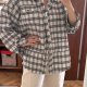 Koszula w kratę oversize | biała szara | postrzępione wykończenie 4XL / 48 / 20