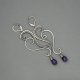 Długie kolczyki z ametystami, stal chirurgiczna, wire wrapping, ametyst