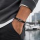 ANCHOR & LEATHER BLACK bransoletka męska z kotwicą