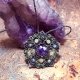 Pentagram Gwiazda Mandala wisior pleciony z Ametystem i Frenitem mikro makrama