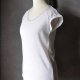 T-shirt top lniany len PROMOD letni biały XS S