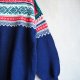 Wełniany granatowy norweski sweter ręcznie robiony handmade 100% wełna Blom Vintage & Second Hand