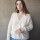 kremowy bawełniany sweter z dekoltem w serek V duńskiej marki premium InWear 100% bawełna M/L