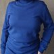Kobaltowy niebieski sweter z golfem golf wełniany 100% wełna merino L