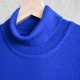 Kobaltowy niebieski sweter z golfem golf wełniany 100% wełna merino L
