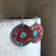 Kolczyki Exotic Flower - Dark Ruby & Turquoise Blue