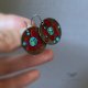 Kolczyki Exotic Flower - Dark Ruby & Turquoise Blue