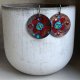 Kolczyki Exotic Flower - Dark Ruby & Turquoise Blue