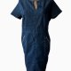 Niebieska Sukienka Midi Jeansowa 42 XL Bawełna Cotton Midi Dress Jeans Denim