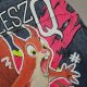 Kurtka Jeansowa Neon - katana - Wiewiórka - ręcznie malowana - XXL - oversize unisex