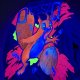 Kurtka Jeansowa Neon - katana - Wiewiórka - ręcznie malowana - XXL - oversize unisex