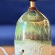 Ceramiczna lampa z abażurem z rafii, zieleń i pumeks, handmade