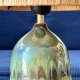 Ceramiczna lampa z abażurem z rafii, zieleń i pumeks, handmade