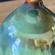 Ceramiczna lampa z abażurem z rafii, zieleń i pumeks, handmade