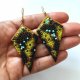 Duże Wiszące Zielone Brązowe Kolczyki Boho Geometryczne