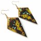 Duże Wiszące Zielone Brązowe Kolczyki Boho Geometryczne