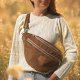 Maxi nerka damska z tkaniny 'wool look' Orzech Laskowy