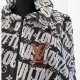 Louis Vuitton Bluza / Bomberka z siateczki z kapturem czarna białe zmultiplikowane loga - unisex