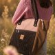 Brązowo-różowa duża torba shopper Devon