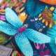 Kopertówka welurowa handmade torebka w ważki