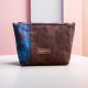 Kosmetyczka handmade Raspberi brązowy tłoczony welur welur w róże