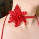 Czerwona orchidea naszyjnik choker z koralików