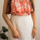 Morelowa bluzka w kwiaty S/M