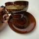 Filiżanka Mirostowice PRL lata 70 brązowy porcelit vintage Polski design