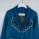 New Look męski sweter turkus wzory akryl / XL