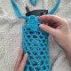 BŁĘKITNE szydełkowe NOSIDEŁKO na butelkę - handmade z kwiatuszkiem