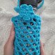 BŁĘKITNE szydełkowe NOSIDEŁKO na butelkę - handmade z kwiatuszkiem